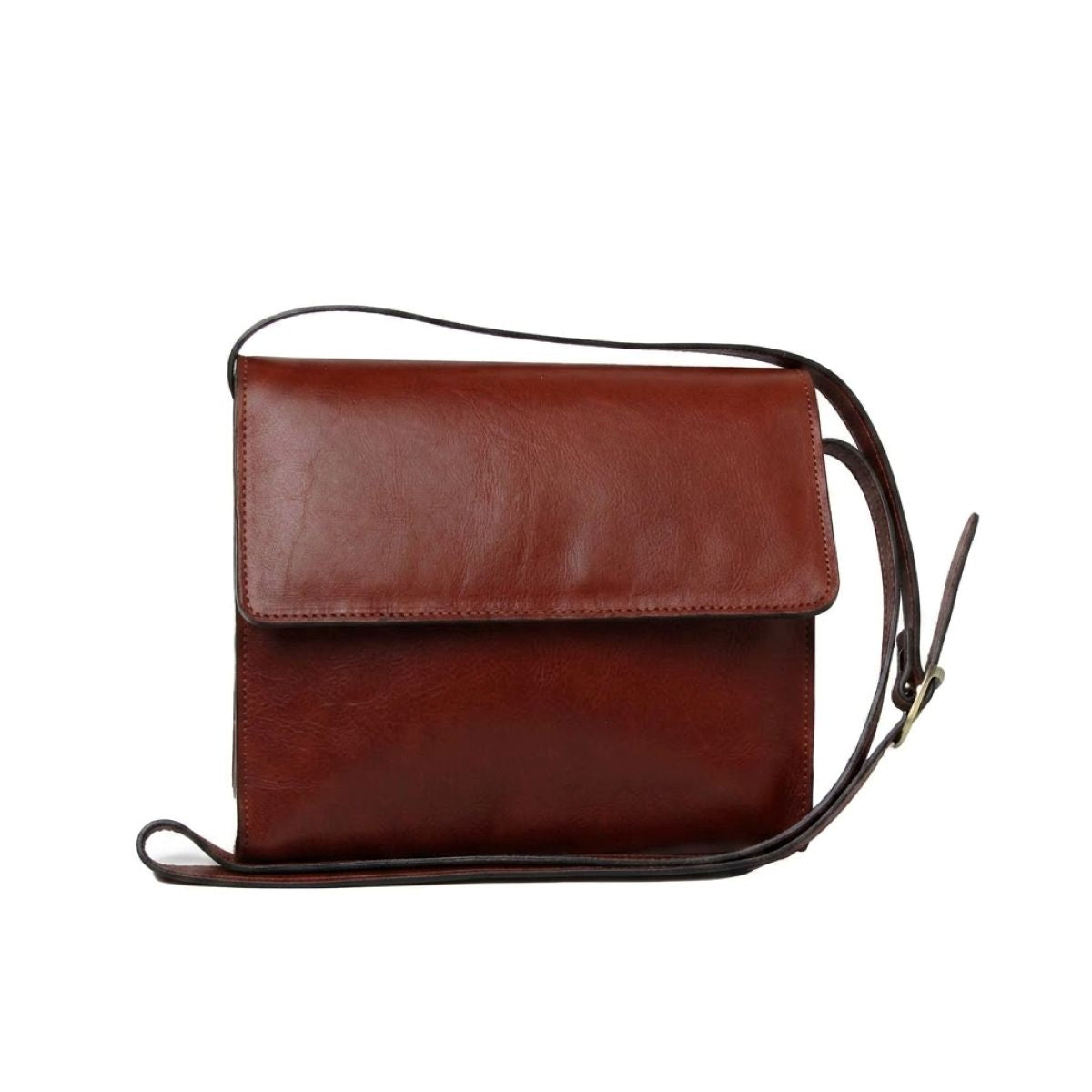 Full grain calfskin shoulder bag - Mahogany Brown-0