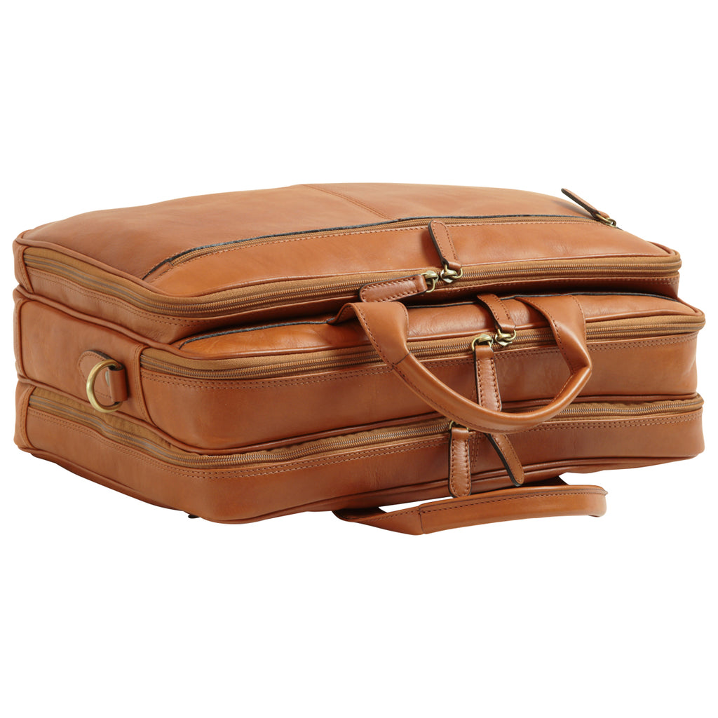 Leather computer briefcase - Brown Colonial-1