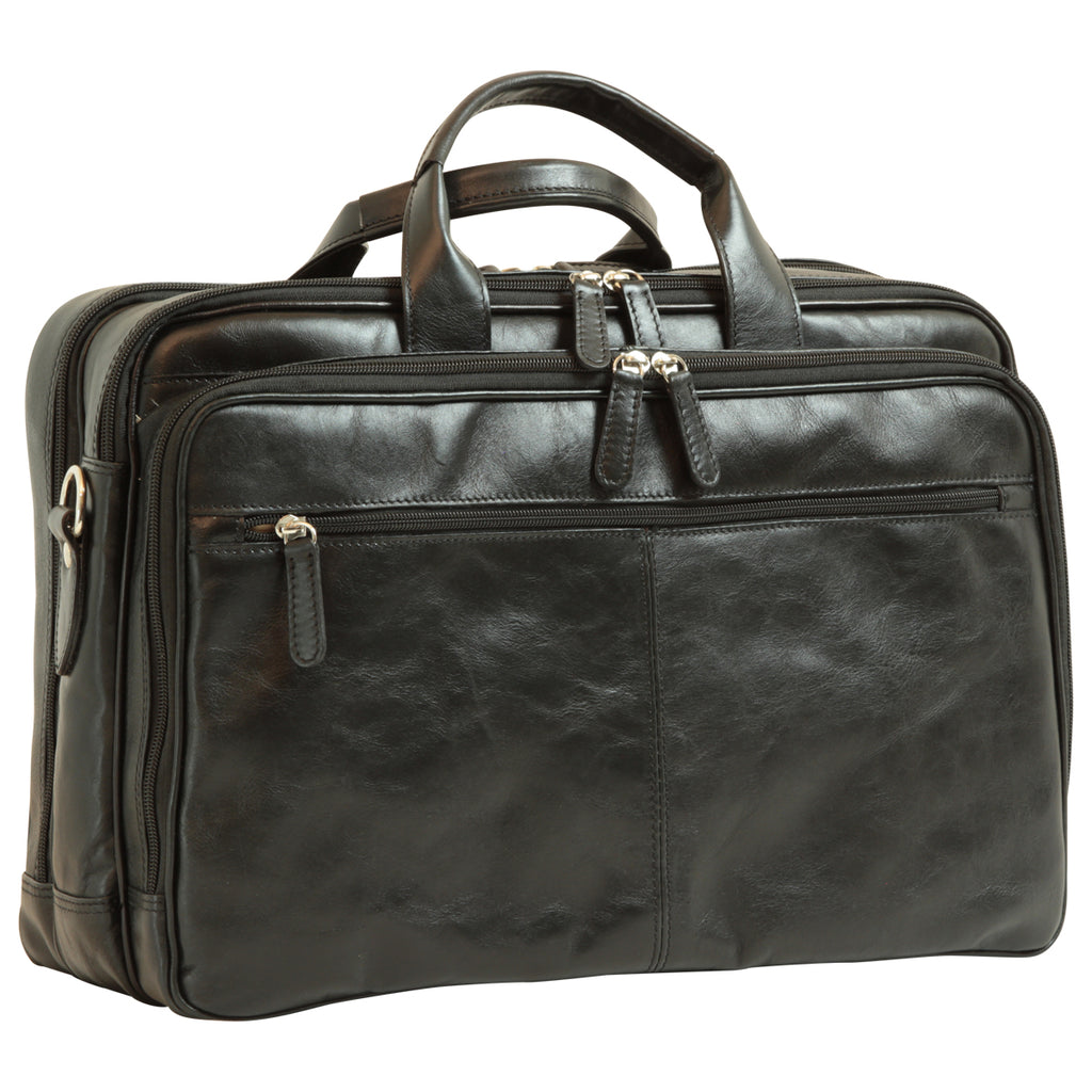 Leather computer briefcase - Black-0