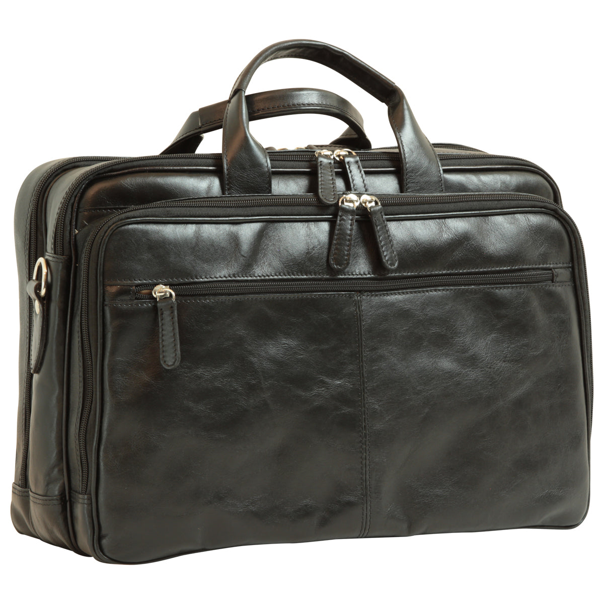 Leather computer briefcase - Black-0