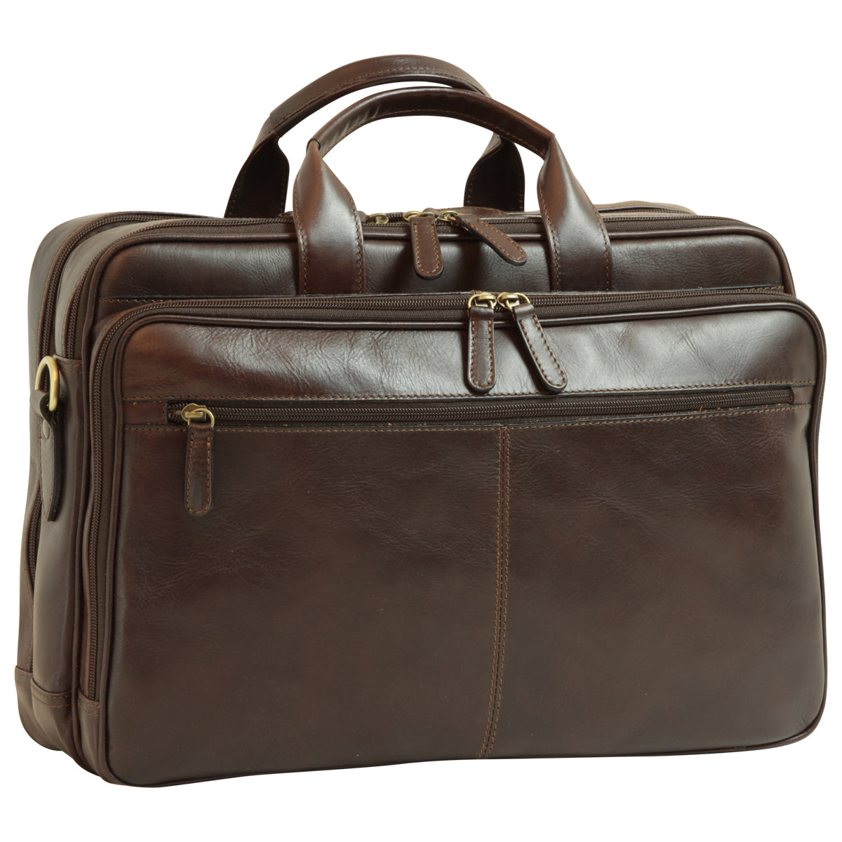 Leather computer briefcase- Dark Brown-0