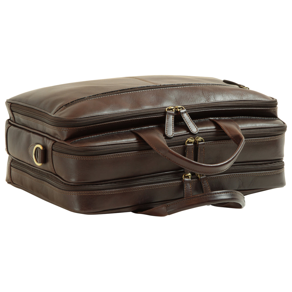 Leather computer briefcase- Dark Brown-1