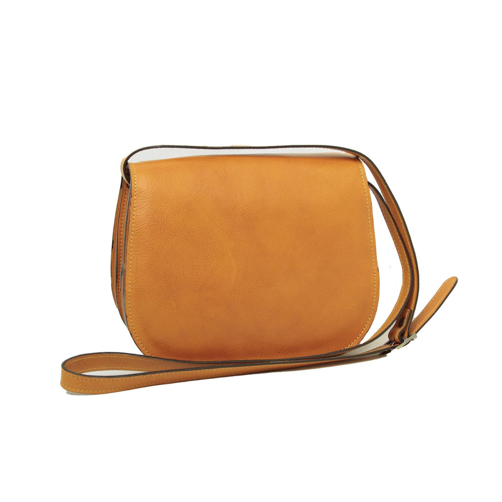 Women's shoulder bag in full grain calfskin-yellow ochre-0