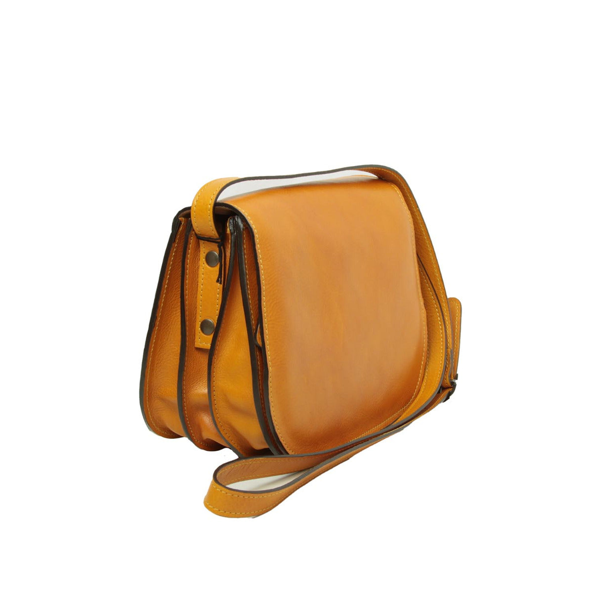Women's shoulder bag in full grain calfskin-yellow ochre-1