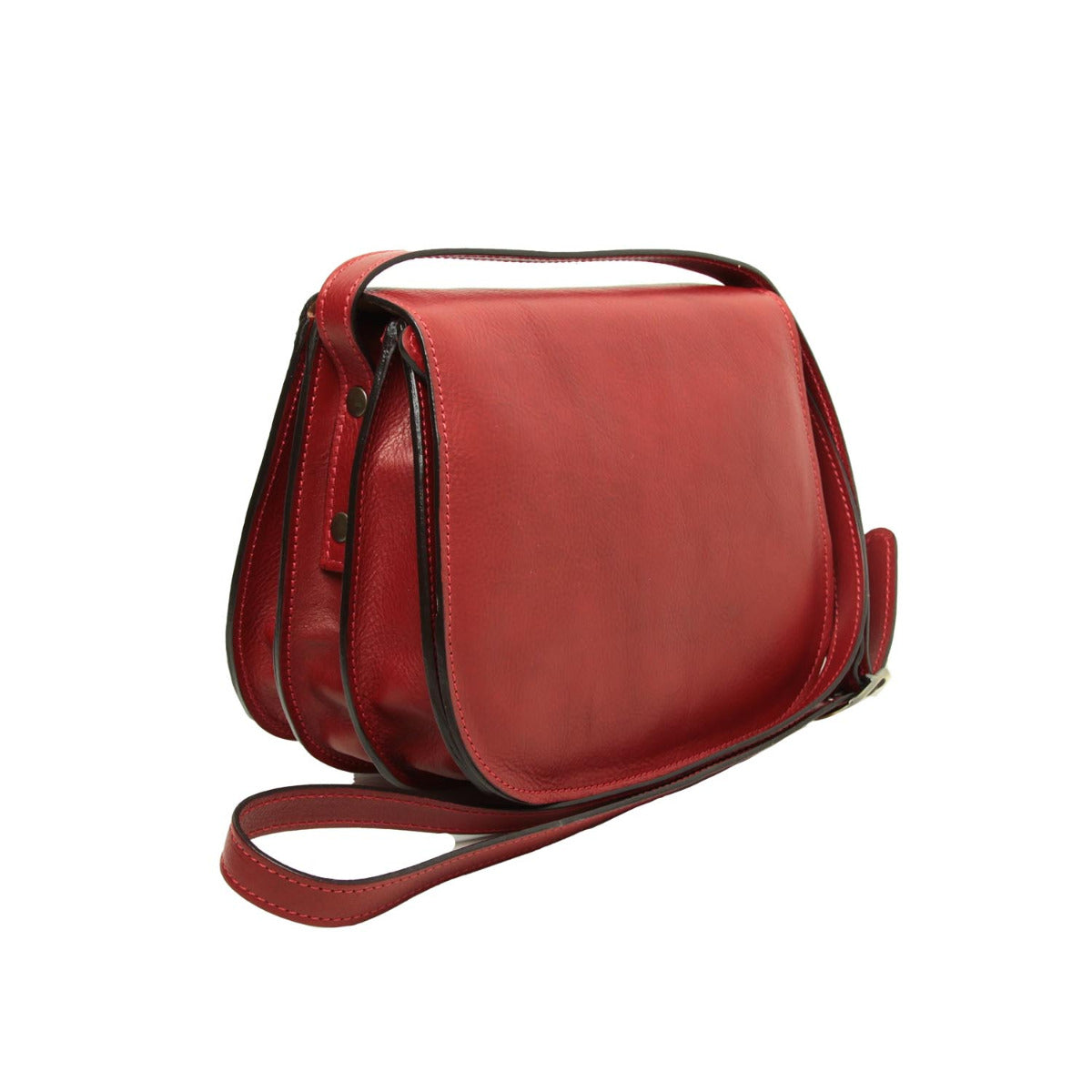 Women's shoulder bag in full grain calfskin  -Red-1