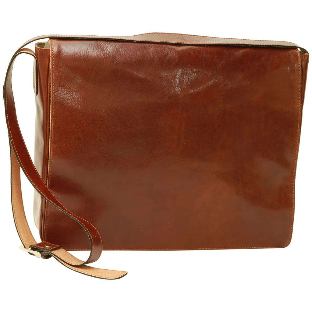 Italian Leather Messenger Bags for Men in Full-Grain Leather - Brown-0