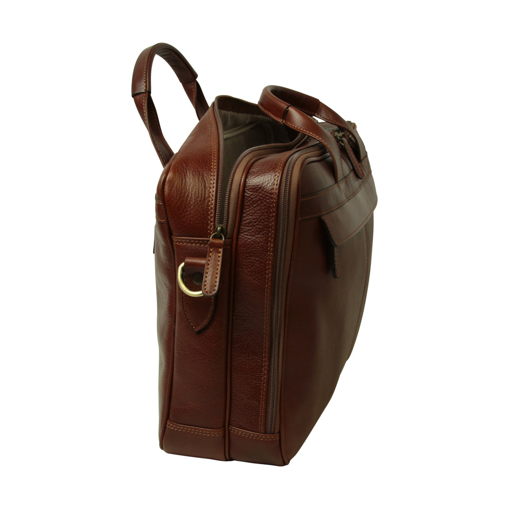 Esclusiva II Leather Laptop Briefcase - Brown-1