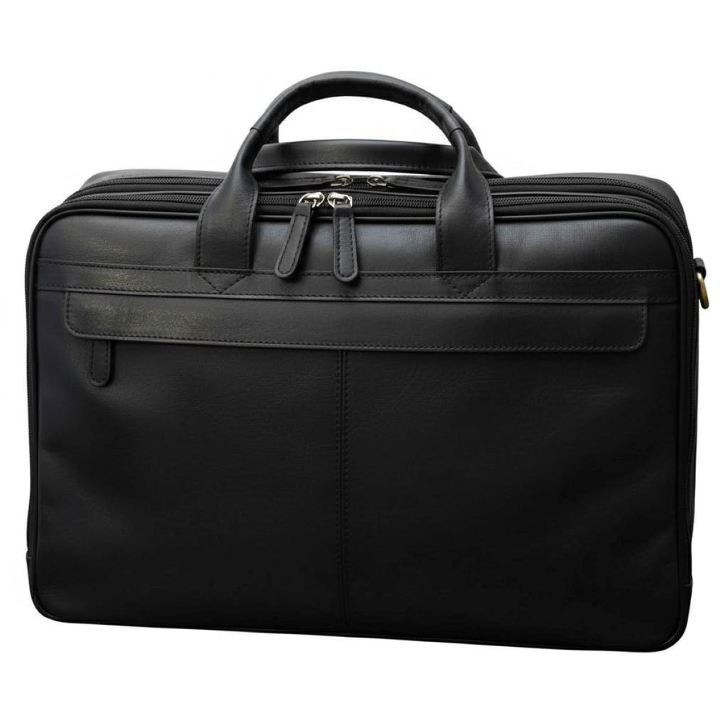 Esclusiva II Leather Laptop Briefcase - Black-0