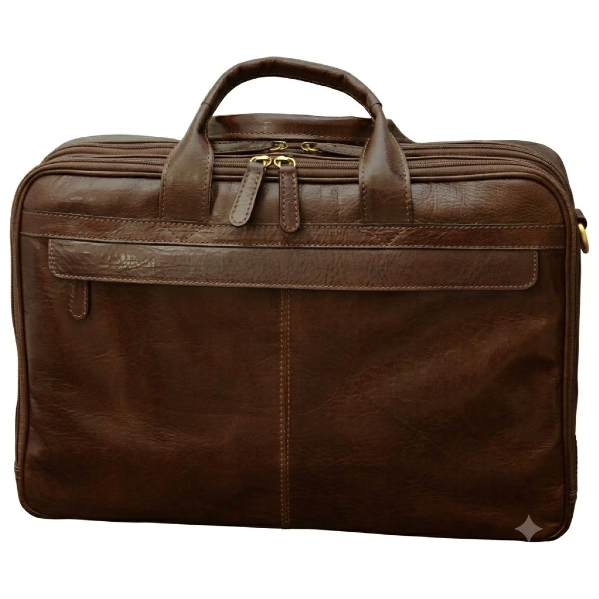 Esclusiva II Leather Laptop Briefcase - Dark Brown-0