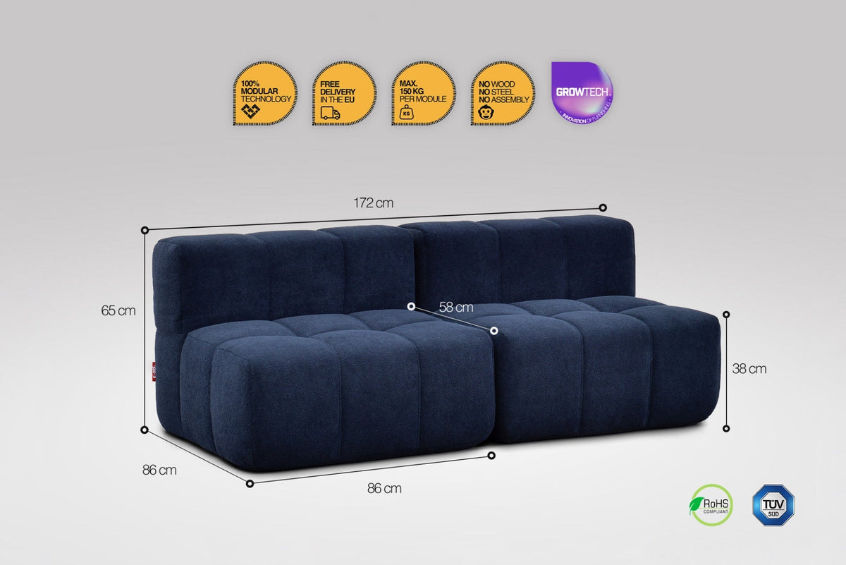 2 Teiliges Modulares Sofa – Blau-2