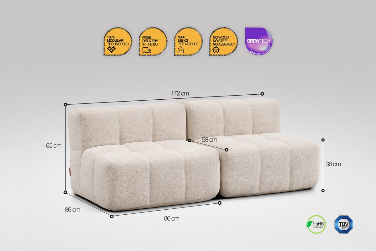 2 Teiliges Modulares Sofa – Beige-2