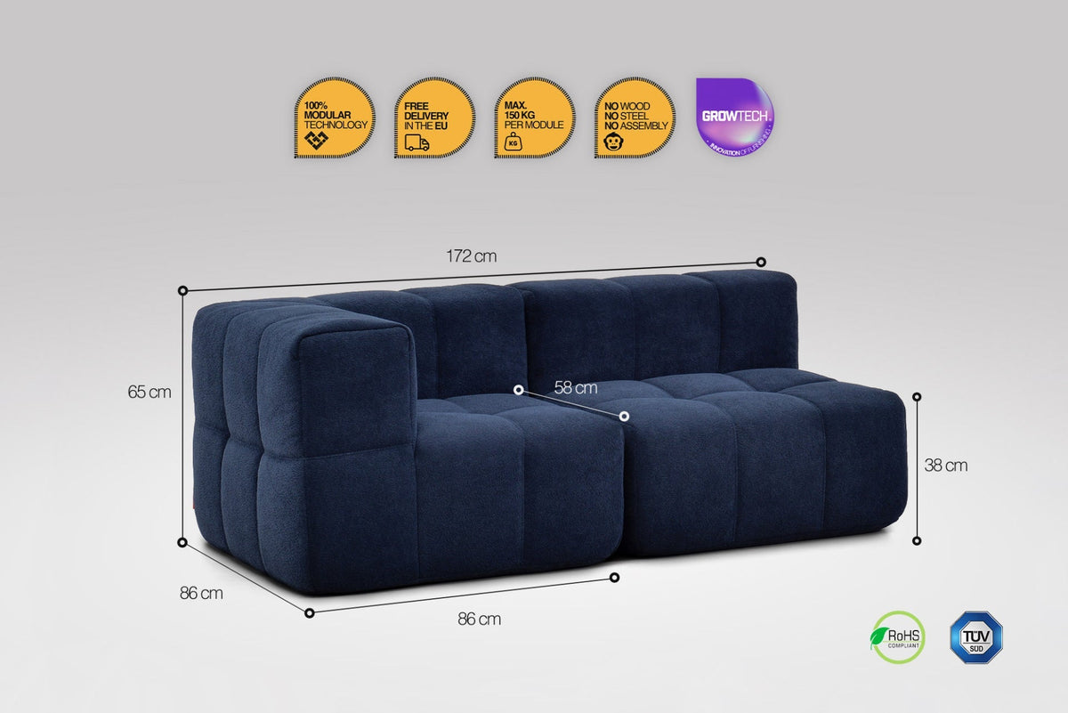 2 Teiliges Modulares Sofa – Blau-2