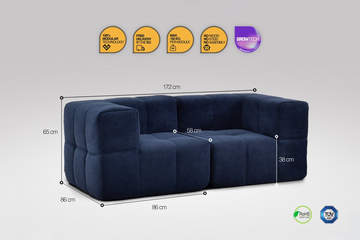 2 Teiliges Modulares Sofa – Blau-2