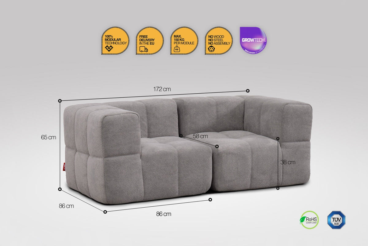 2 Teiliges Modulares Sofa – Grau-2