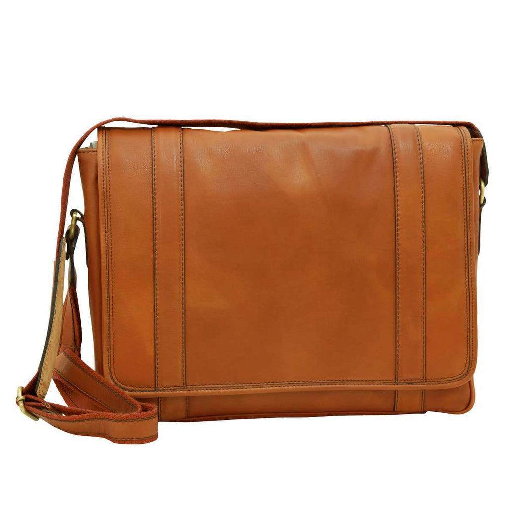 Soft Calfskin Leather Messenger Bag - Colonial Brown-0
