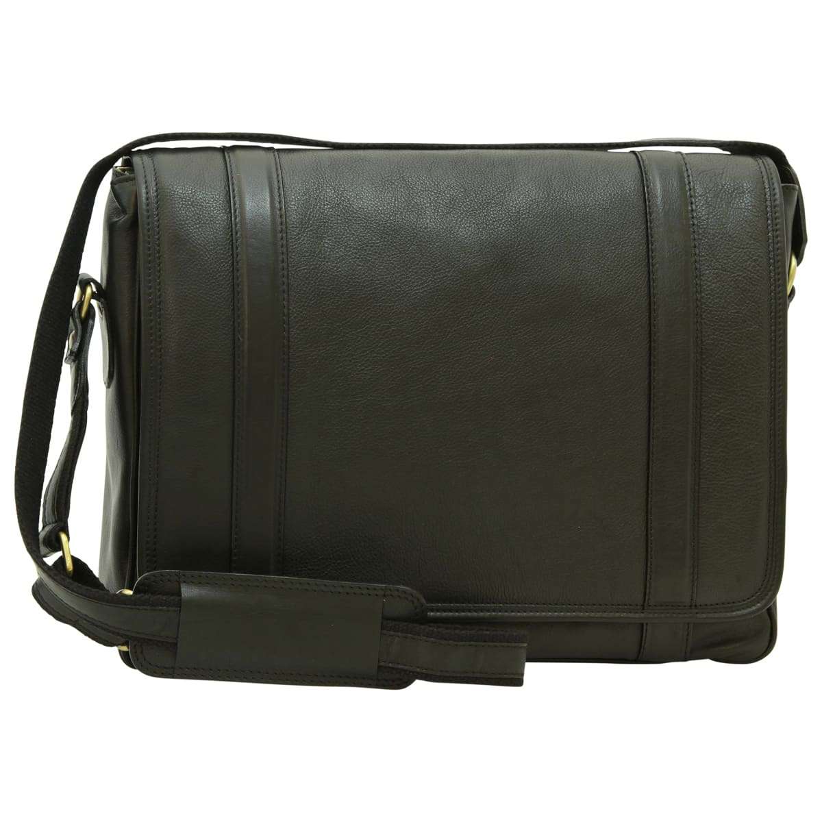Soft Calfskin Leather Messenger Bag - Black-0
