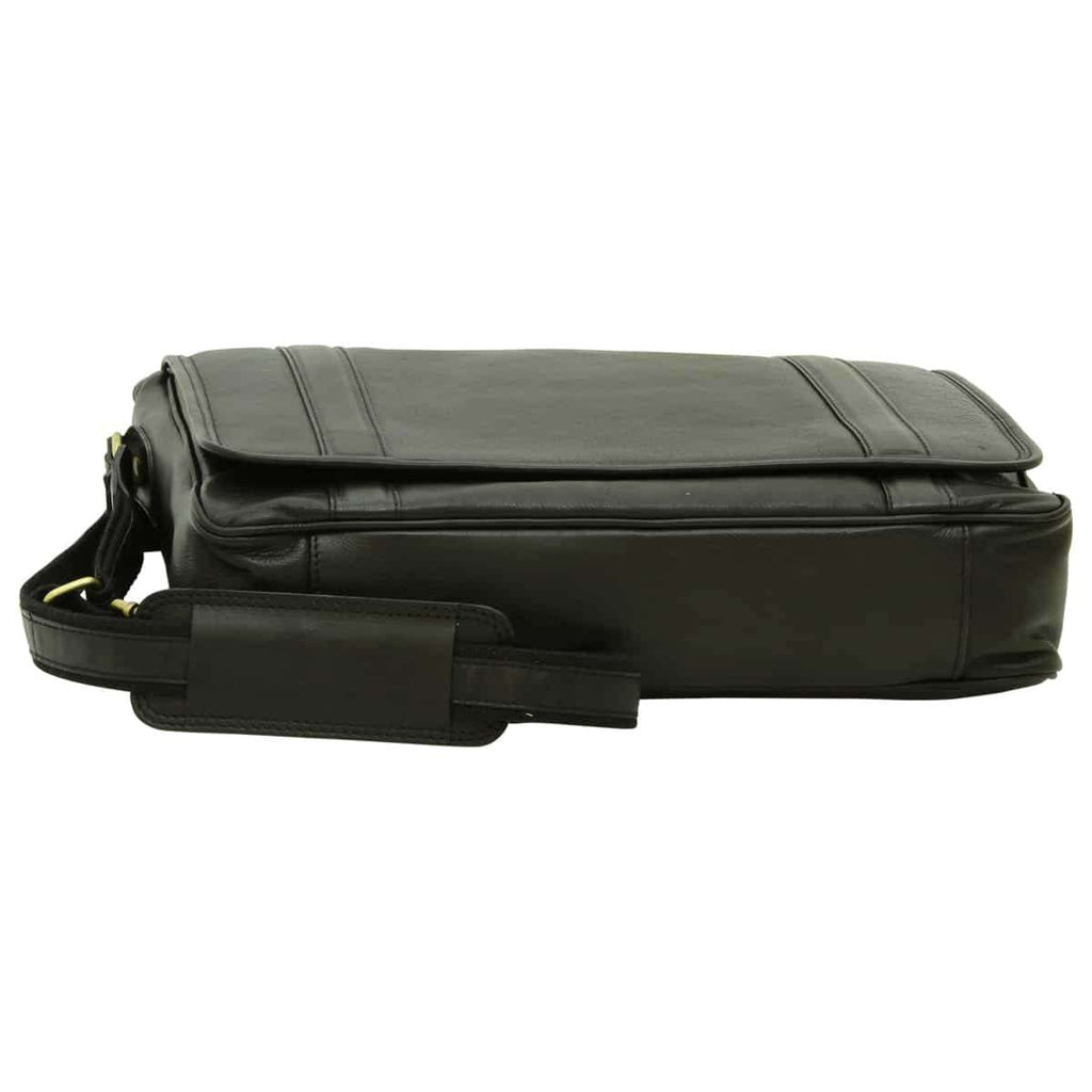 Soft Calfskin Leather Messenger Bag - Black-1