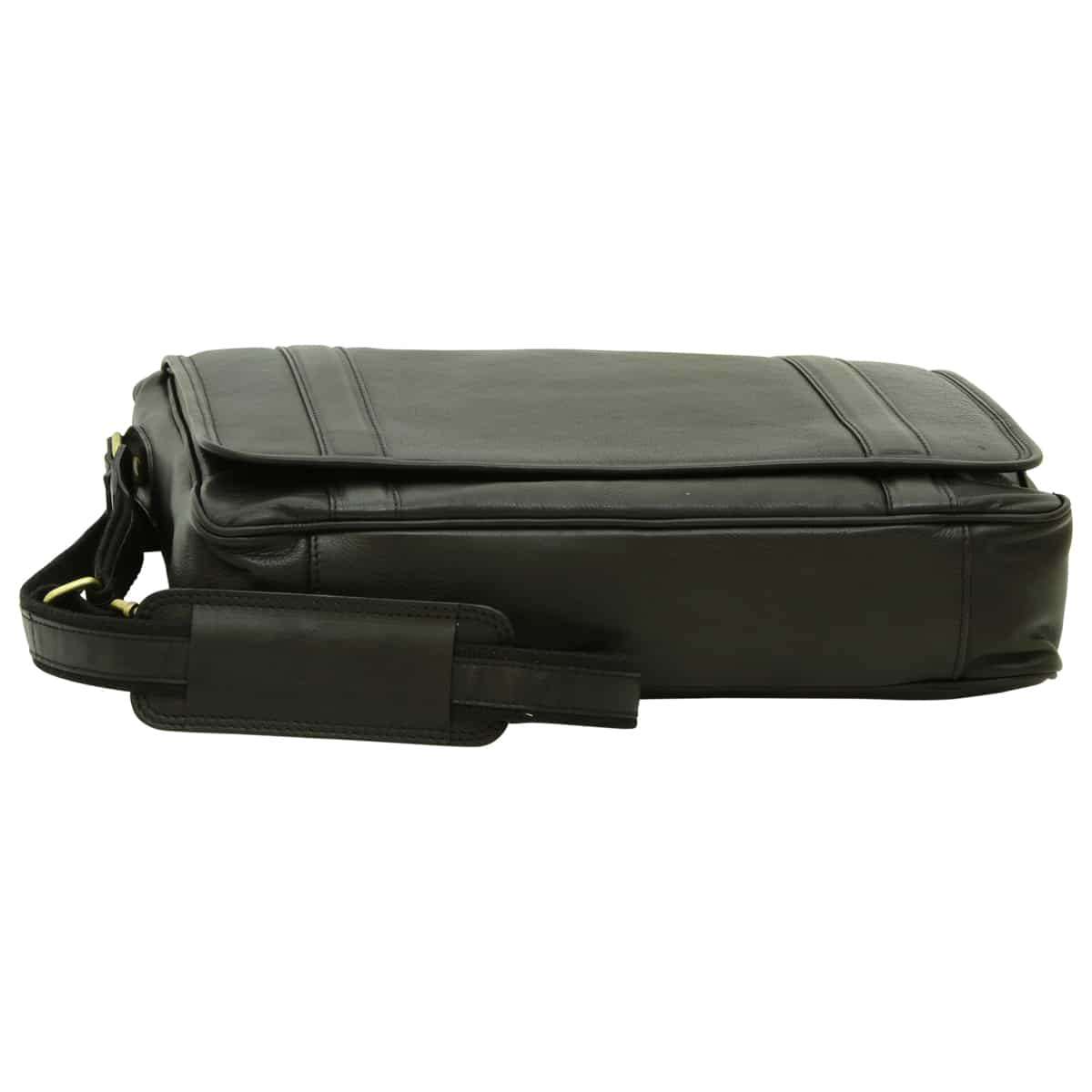 Soft Calfskin Leather Messenger Bag - Black-1