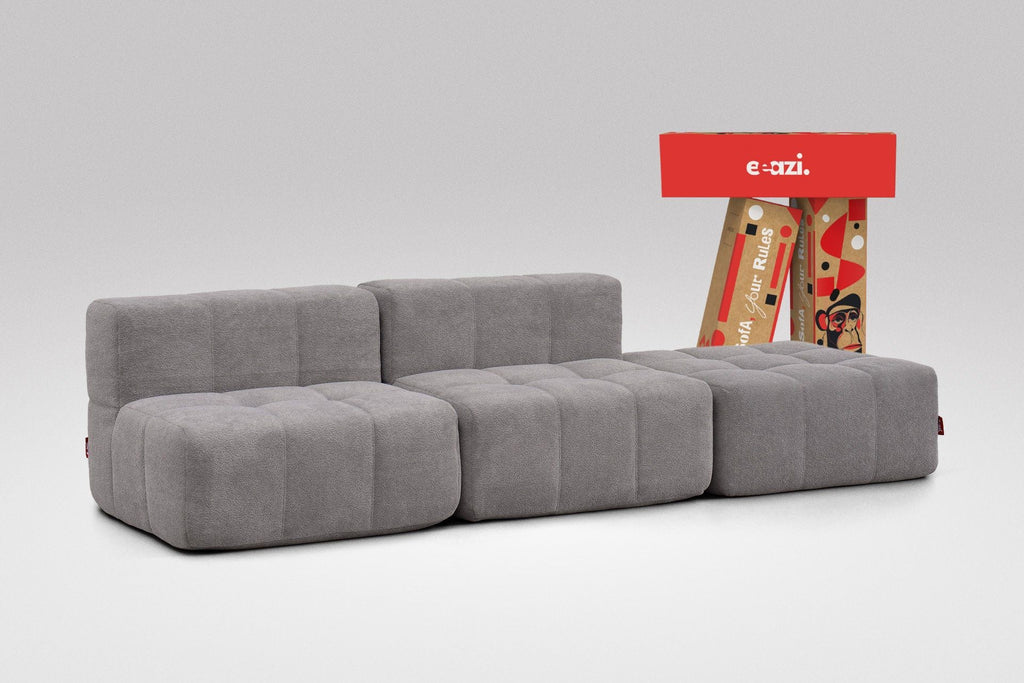 3 Teiliges Modulares Sofa – Grau-0