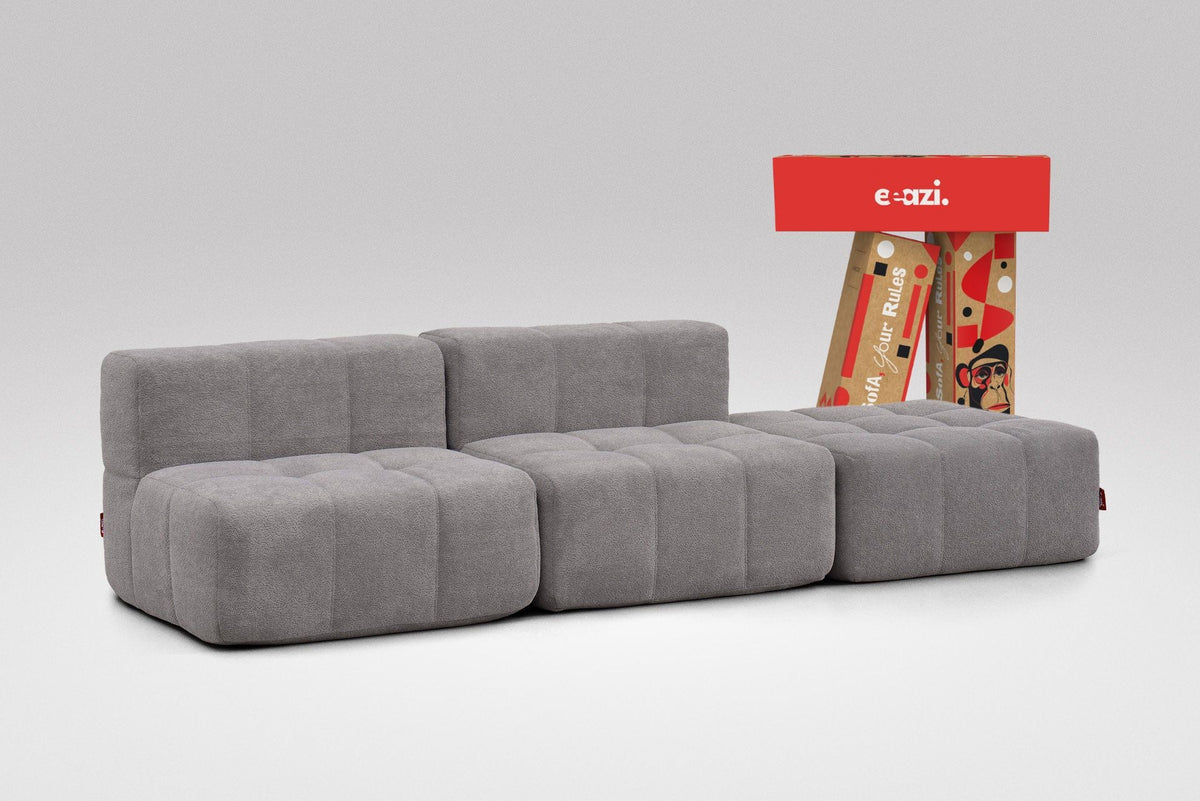 3 Teiliges Modulares Sofa – Grau-0