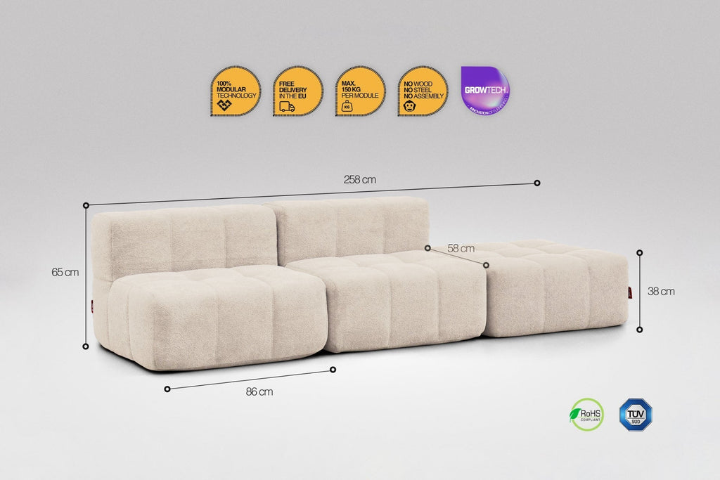 3 Teiliges Modulares Sofa – Beige-2