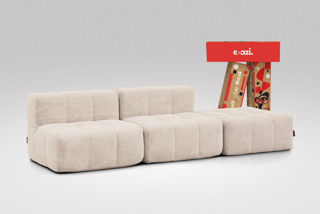 3 Teiliges Modulares Sofa – Beige-0