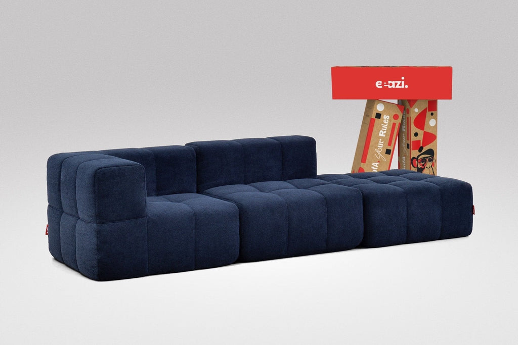 3 Teiliges Modulares Sofa – Blau-0