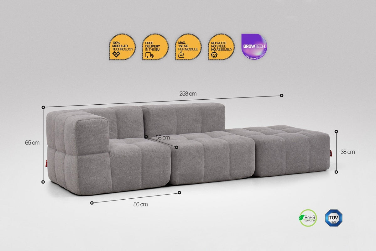 3 Teiliges Modulares Sofa – Grau-2