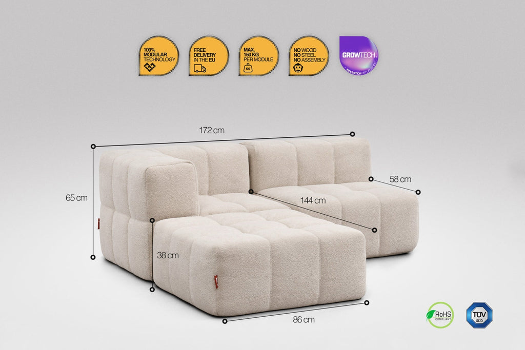 3 Teiliges Modulares Sofa – Beige-2