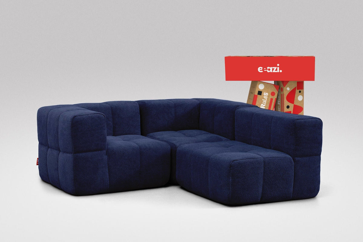 3 Teiliges Modulares Sofa – Blau-0