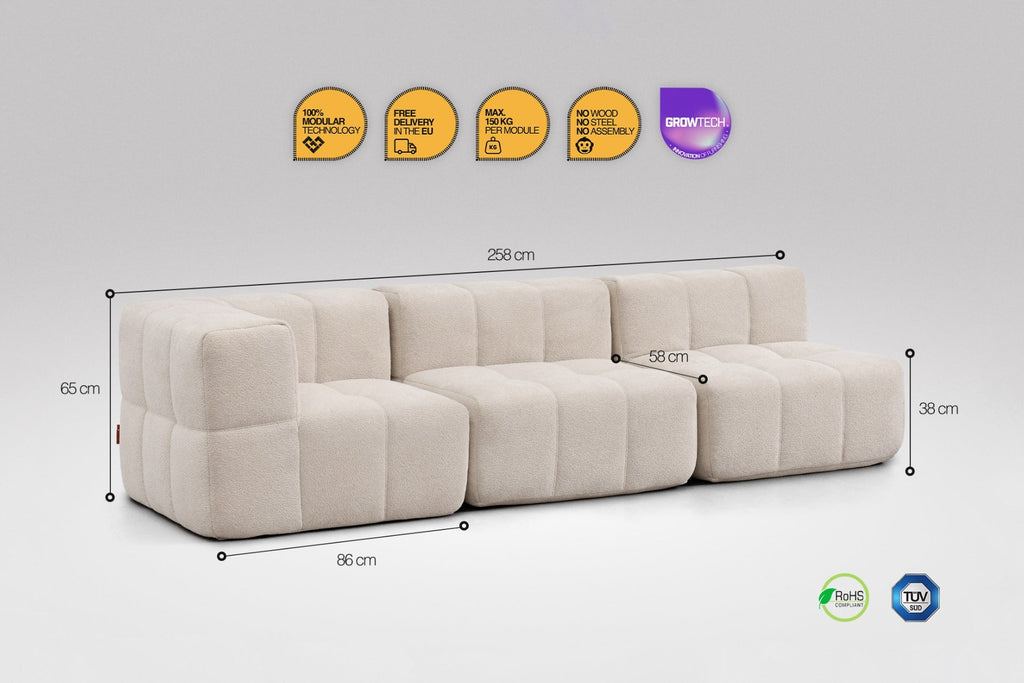 3 Teiliges Modulares Sofa – Beige-2