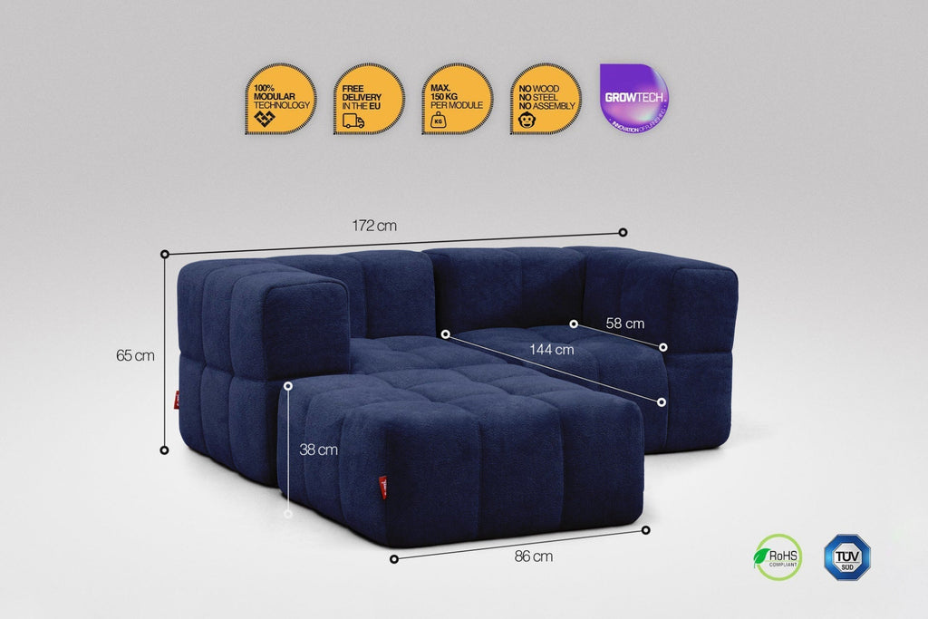 3 Teiliges Modulares Sofa – Blau-2