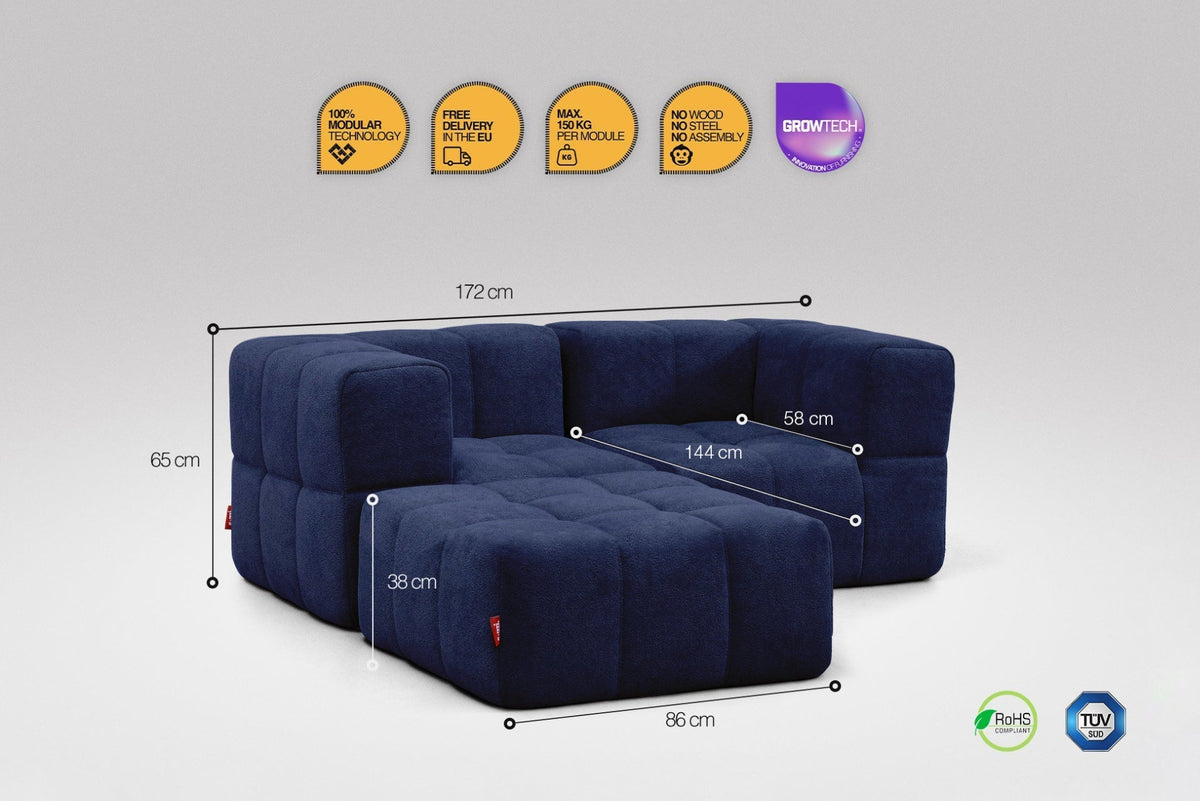 3 Teiliges Modulares Sofa – Blau-2