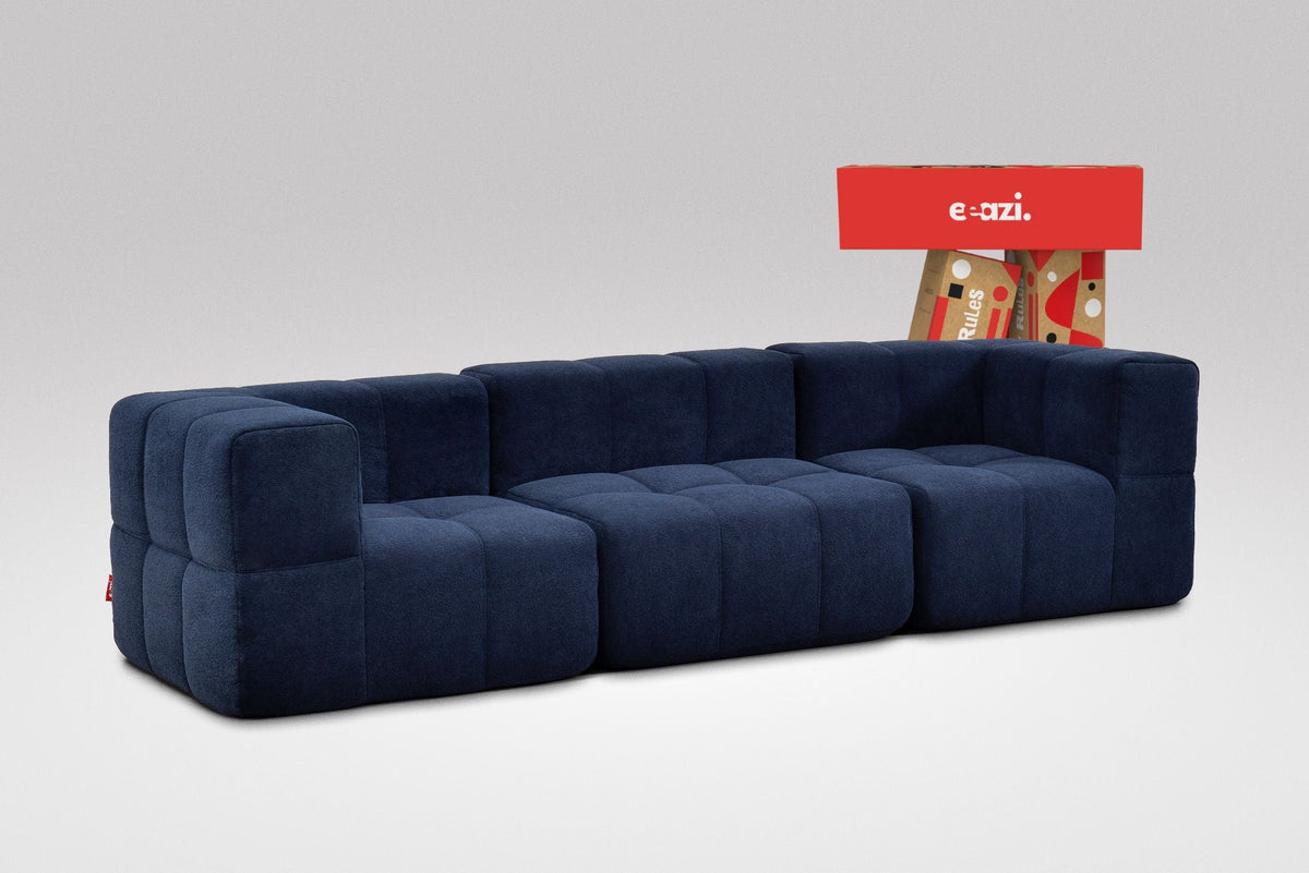 3 Teiliges Modulares Sofa – Blau-0