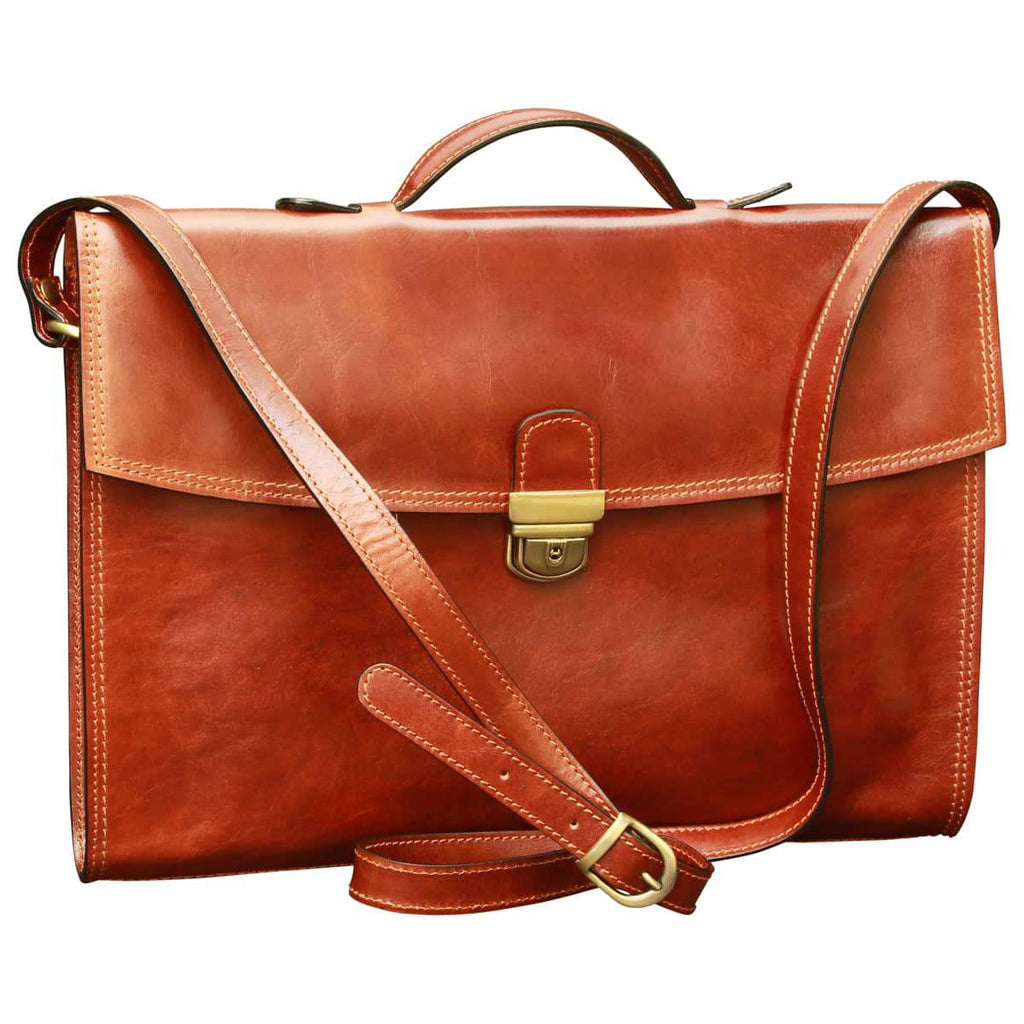 Business Leather Briefcase - Brown-1