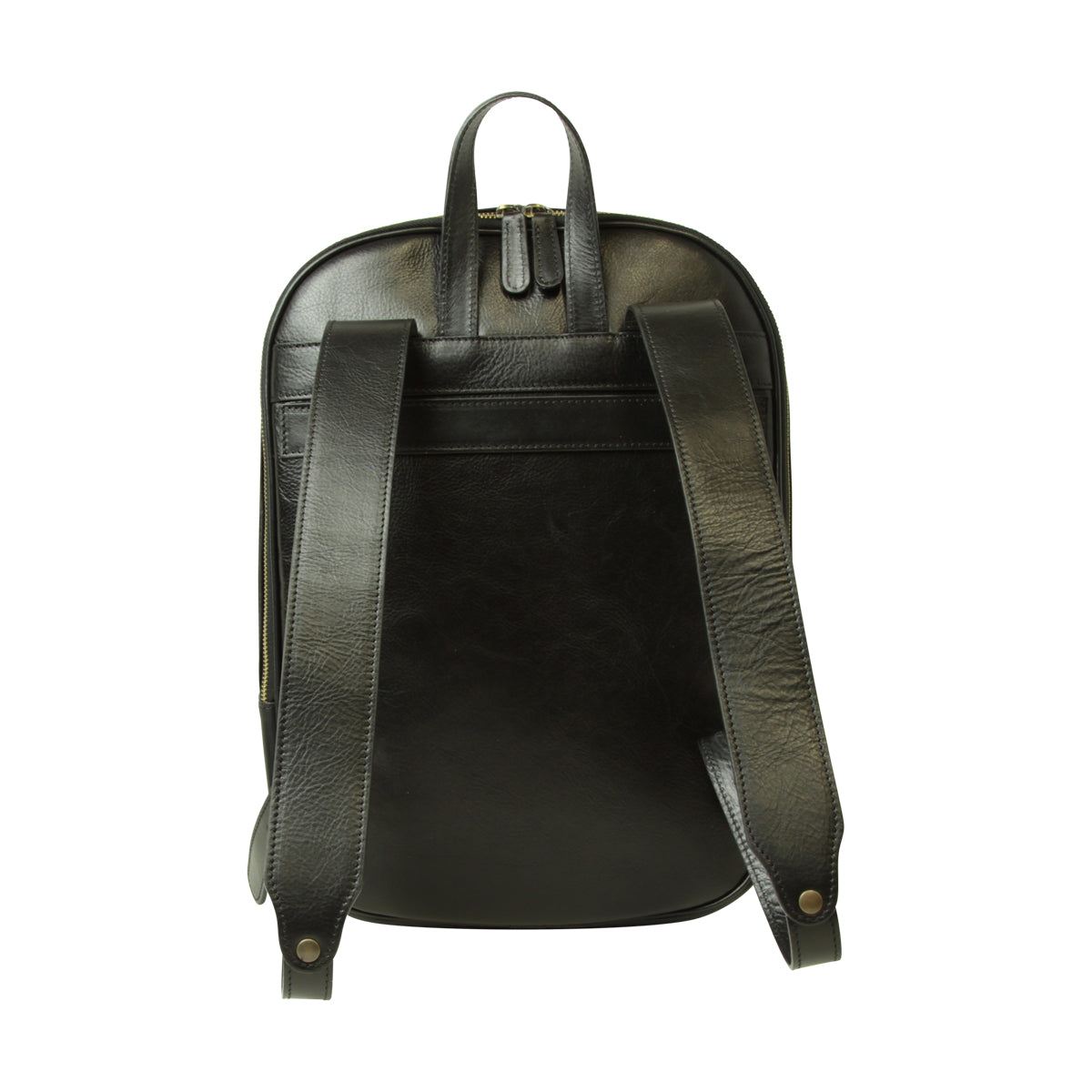 Leather backpack with exterior zip pockets - Black-1