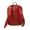 Leather backpack with exterior zip pockets - Red-1