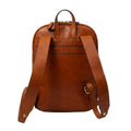 Leather backpack with exterior zip pockets - Teak-1