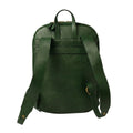 Leather backpack with exterior zip pockets - Green-1