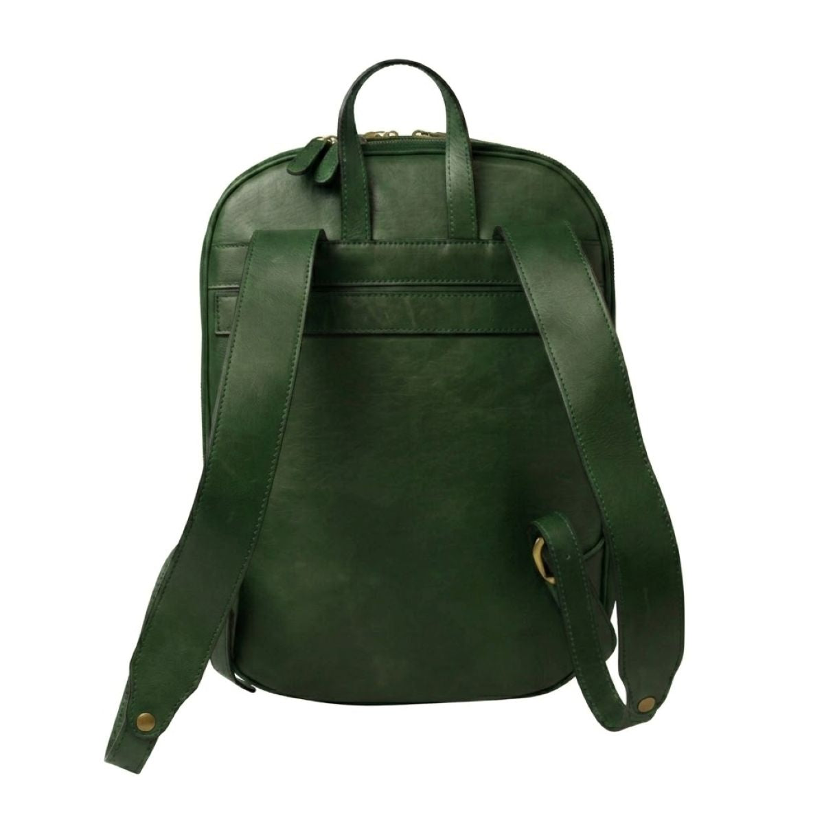 Leather backpack with exterior zip pockets - Green-1