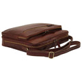 Large leather bag with zip closures - Brown-1