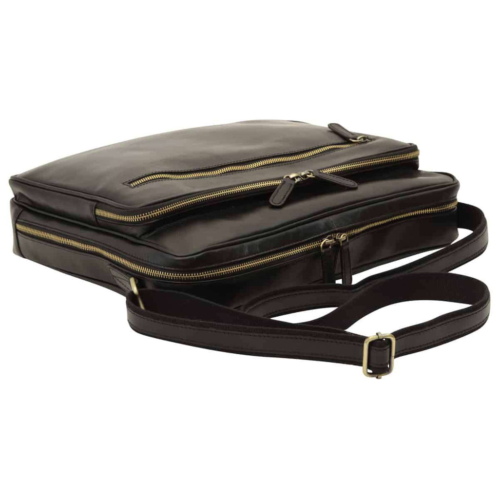 Large leather bag with zip closures - Black-1