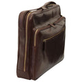 Large leather bag with zip closures - Dark Brown-1