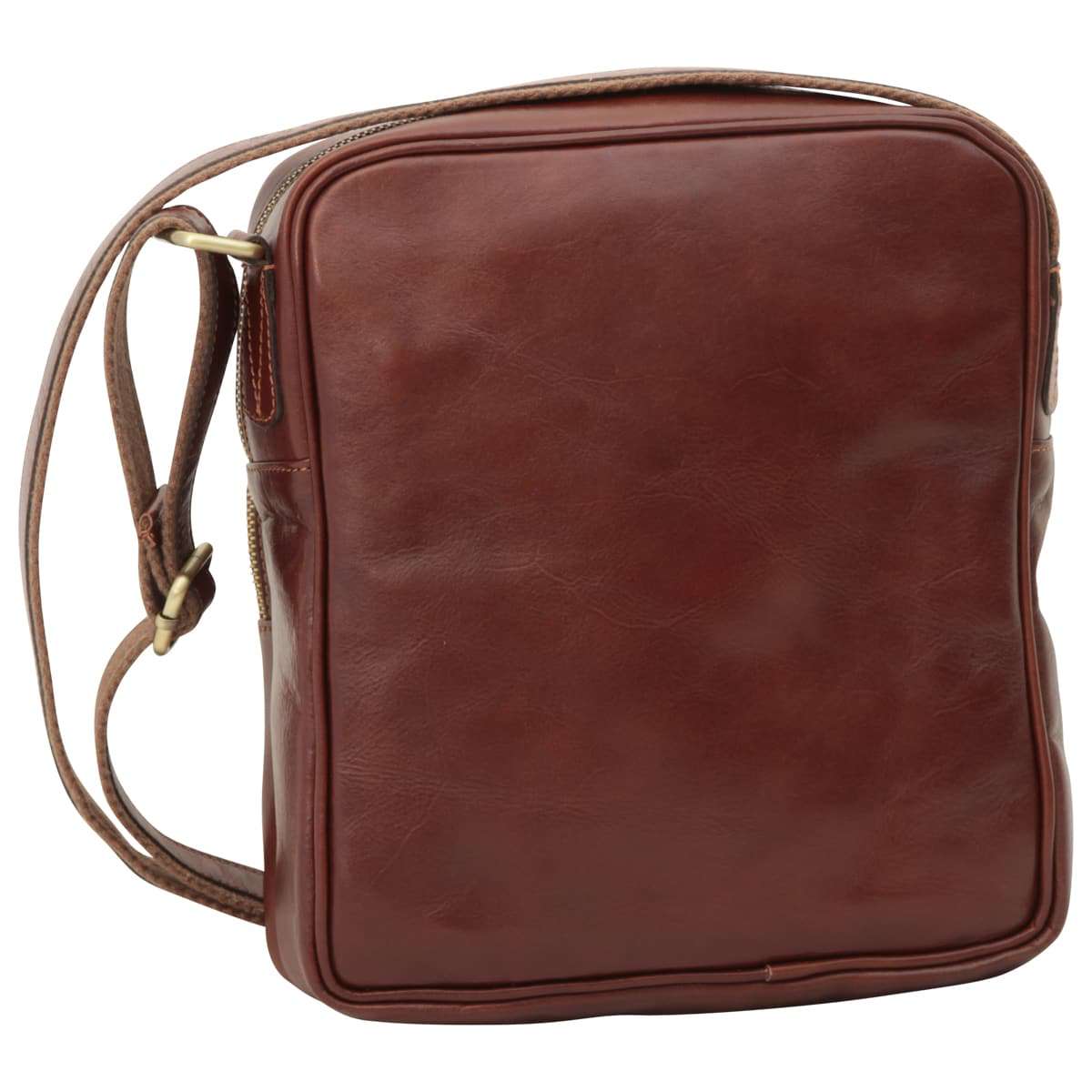 Small leather bag with zip closures - Brown-1