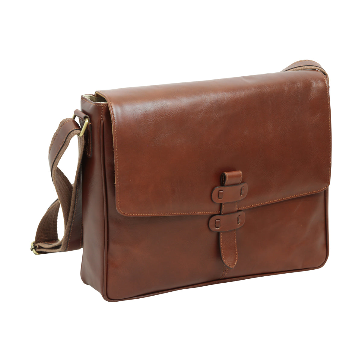 Cowhide Leather Messenger - Brown-1