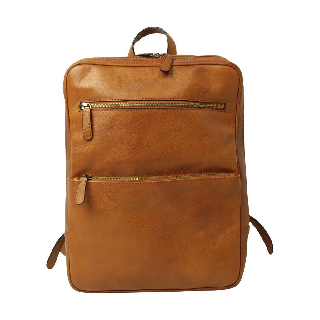 Leather backpack with trolley strap- Brown Colonial-0