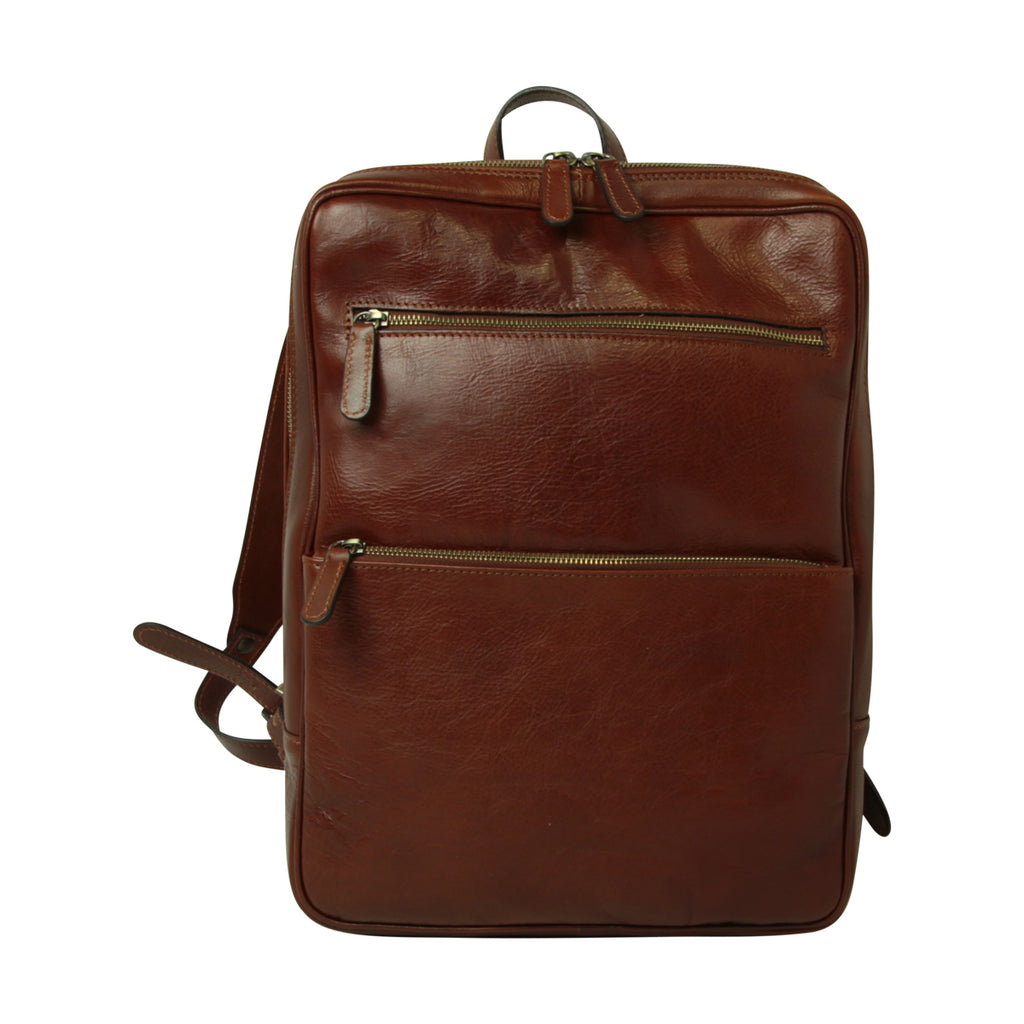 Leather backpack with trolley strap-Brown-0