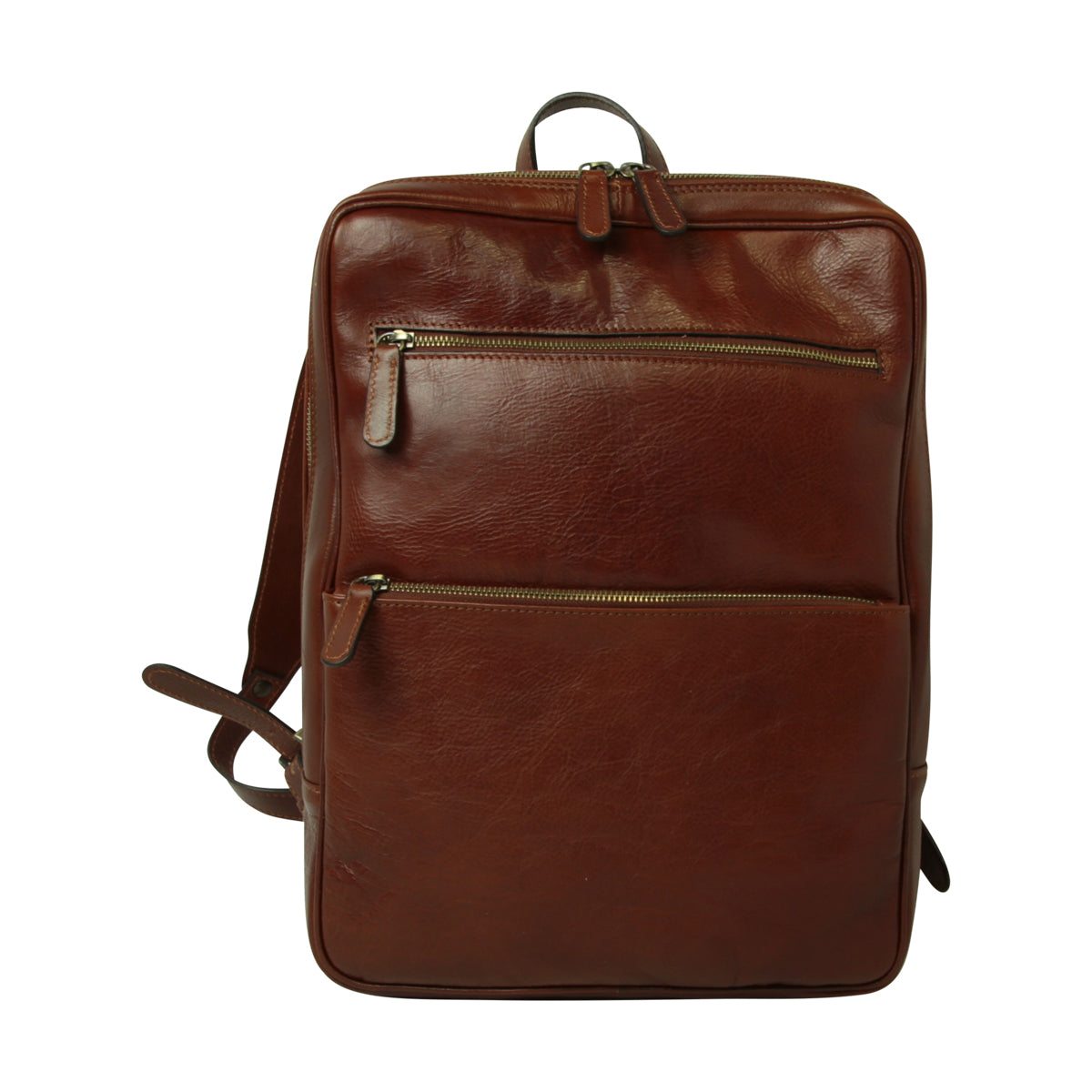 Leather backpack with trolley strap-Brown-0