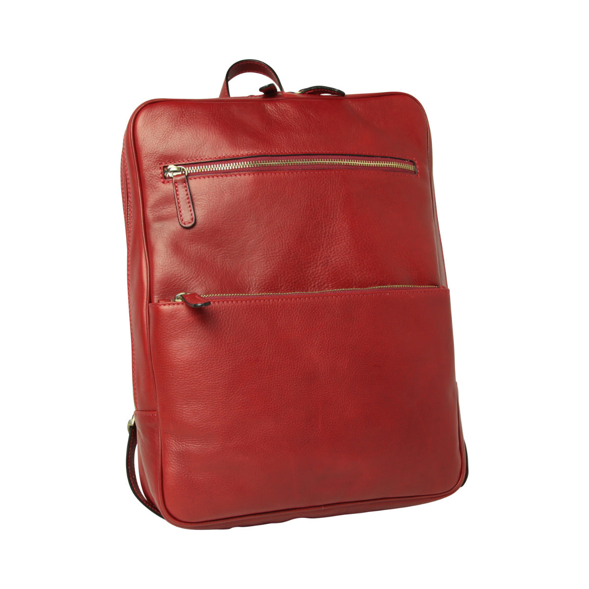Leather backpack with trolley strap-Red-0
