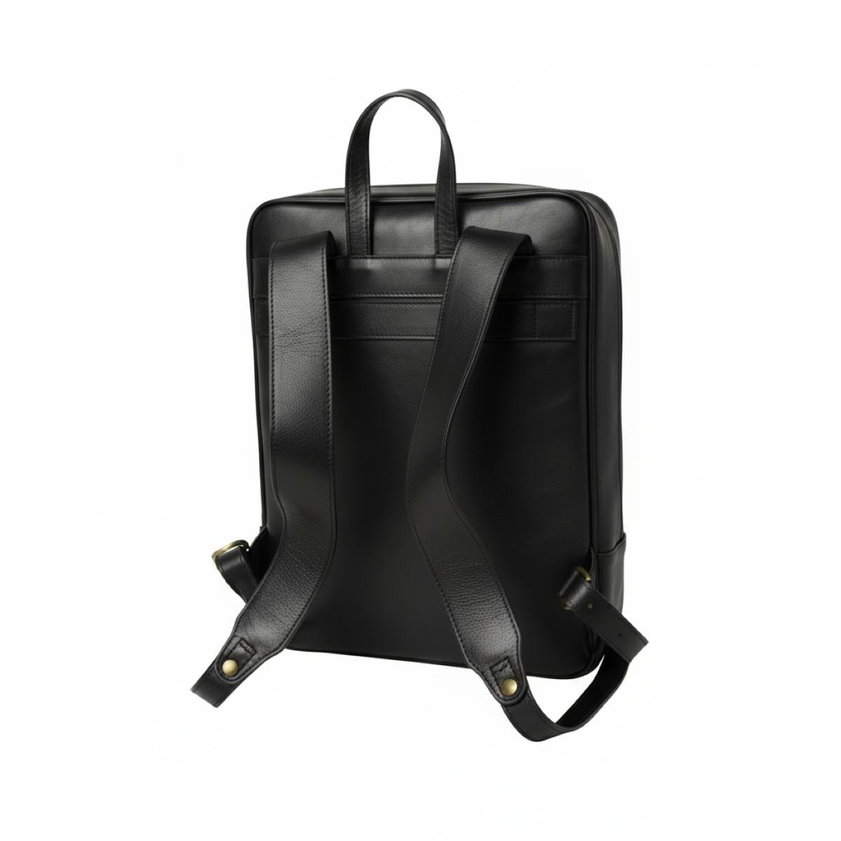 Leather backpack with backside troller strap- black-1